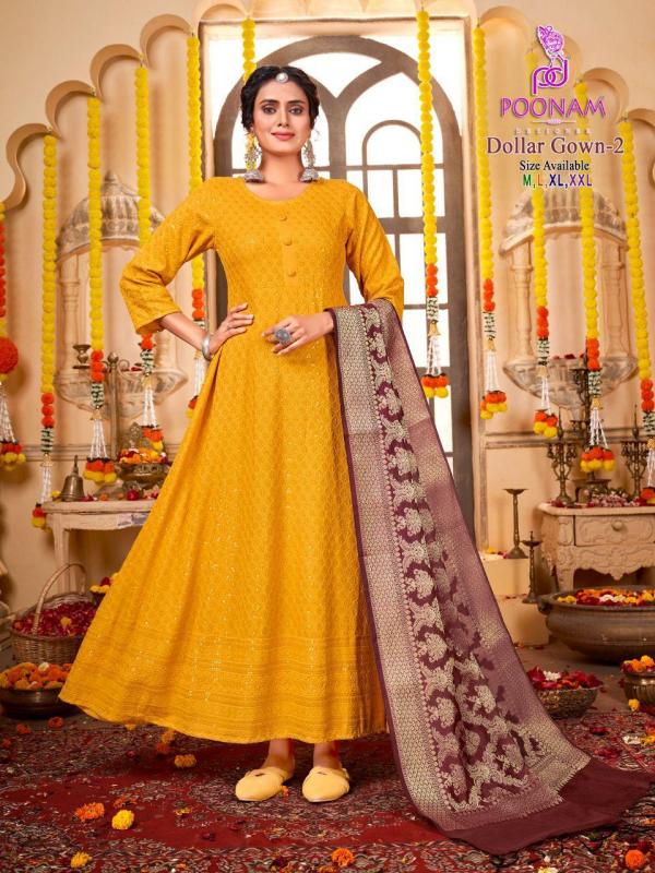 Poonam Dollar Gown 2 Festive Wear Rayon Designer Readymade Collection